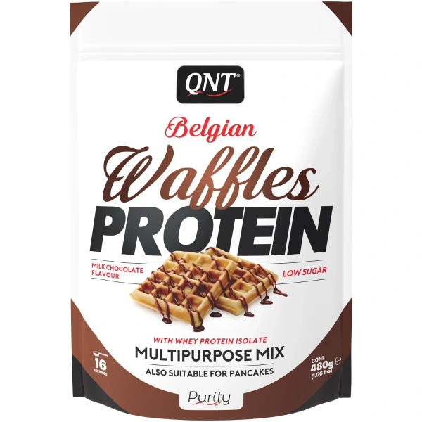 QNT Belgian Waffles Protein Mieszanka do proteinowych gofrów 480gr o smaku mlecznej czekolady