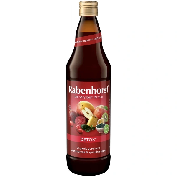 Rabenhorst sok wieloowocowy detox z burakiem, matcha i spiruliną nfc bio 750 ml