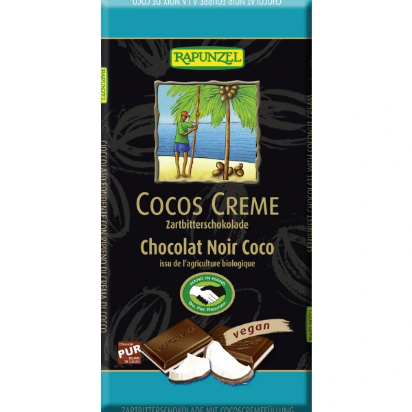 Rapunzel czekolada gorzka z nadzieniem kokosowym fair trade bio 100 g
