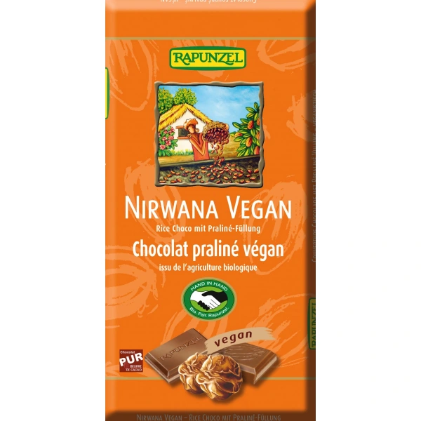 Rapunzel czekolada kuwertura z nadzieniem pralinowym nirwana bio 100 g