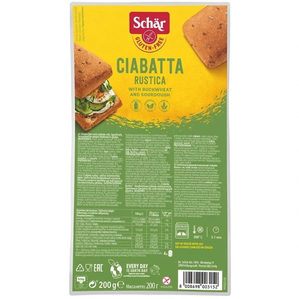 SCHAR Ciabatta rustica- bułki wieloz. BEZGL. 200 g