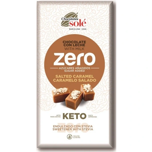 SOLE Czekolada mleczna bez dodatku cukru słony karmel ze stewią KETO 100 g