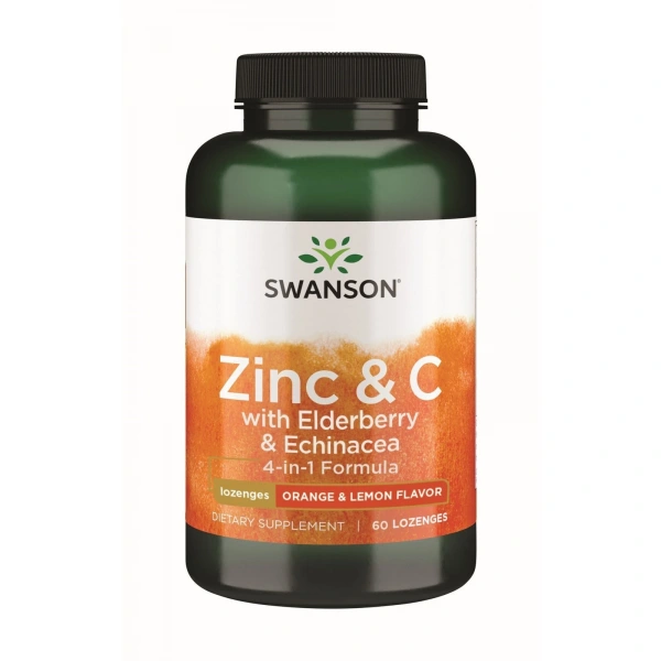 SWANSON Immune Support - Cynk 15mg & C with Elderberry & Echinacea (60 tabl.)