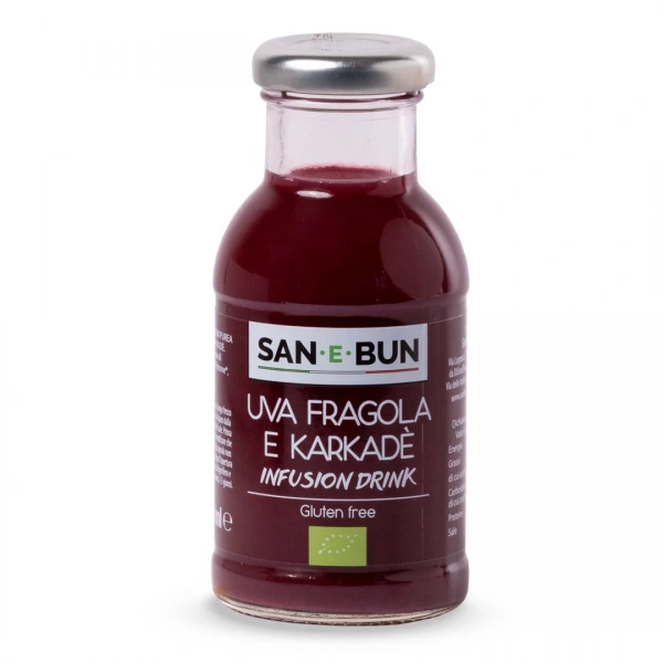 San e bun napój infusion jabłko  winogrono różowe  hibiskus bez dodatku cukrów bezglutenowy bio 200 ml