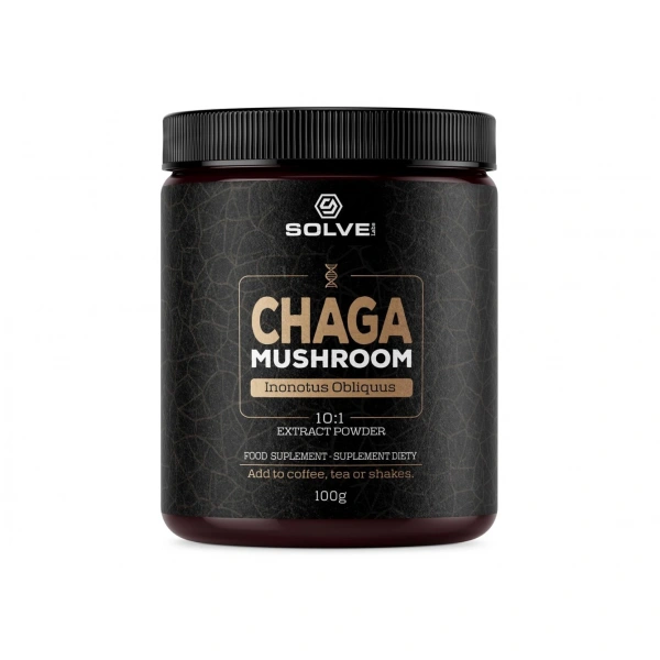 SolveLabs Chaga (Błyskoporek Podkorowy) 10:1 Mushroom Powder 100g