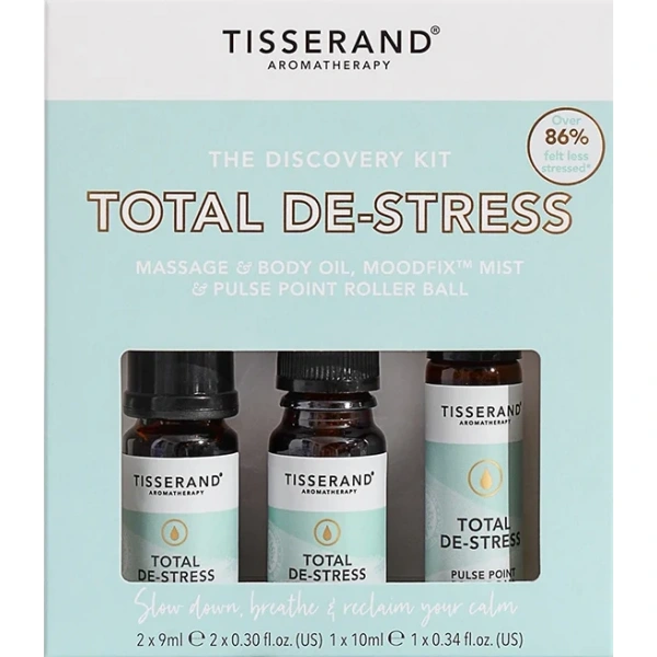 TISSERAND AROMATHERAPY Total De-stress Discovery Kit - Zestaw produktów eterycznych na odprężenie (2 x 9 ml, 1 x 10 ml)