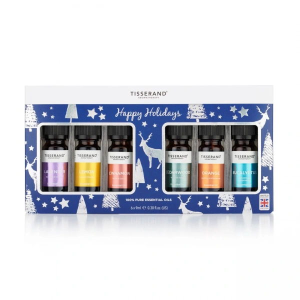 TISSERAND AROMATHERAPY Zestaw 6 olejków eterycznych ""Happy Holidays"" w świątecznym opakowaniu (6 x 9 ml)