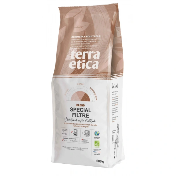 Terra etica kawa mielona arabica 100 % do parzenia w dripie fair trade bio 500 g