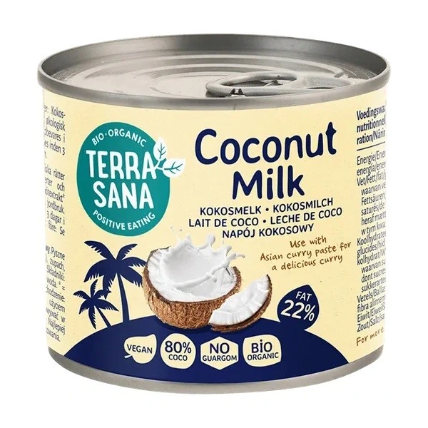 Terrasana coconut milk  napój kokosowy bez gumy guar (22 % tłuszczu) bio 200 ml