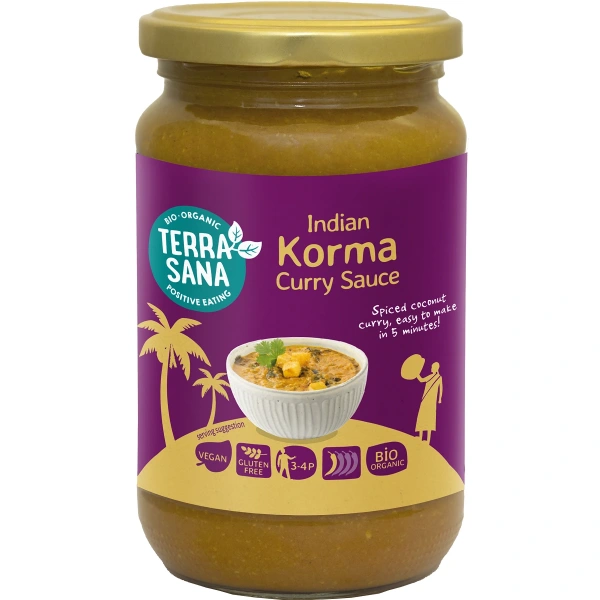 Terrasana sos curry żółty indian korma bezglutenowy bio 350 g