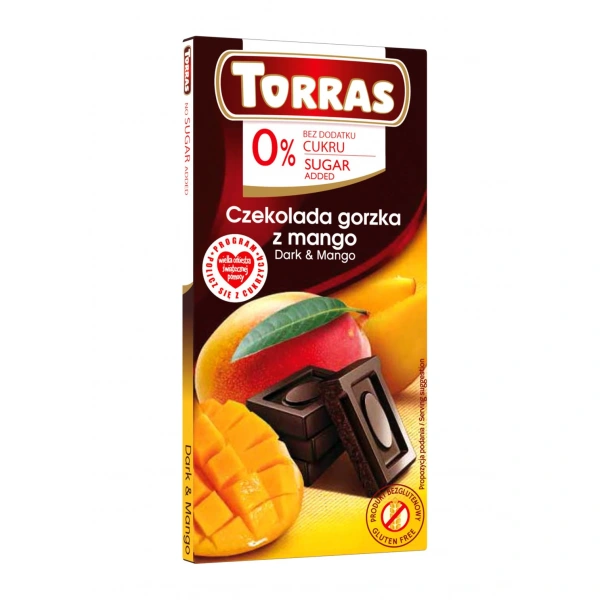 Torras czekolada gorzka z mango bez dodatku cukrów bezglutenowa 75 g