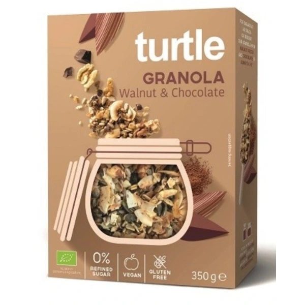 Turtle Granola Orzech Włoski-Czekolada Bezglutenowa BIO 350 g