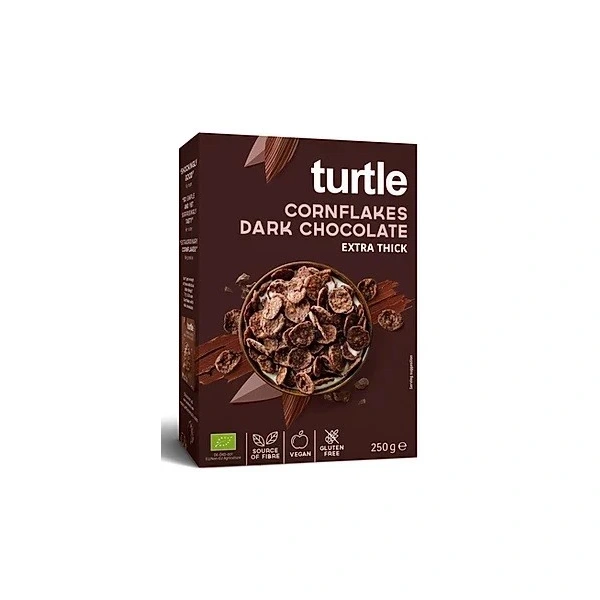 Turtle płatki kukurydziane w polewie z ciemnej czekolady bezglutenowe bio 250 g
