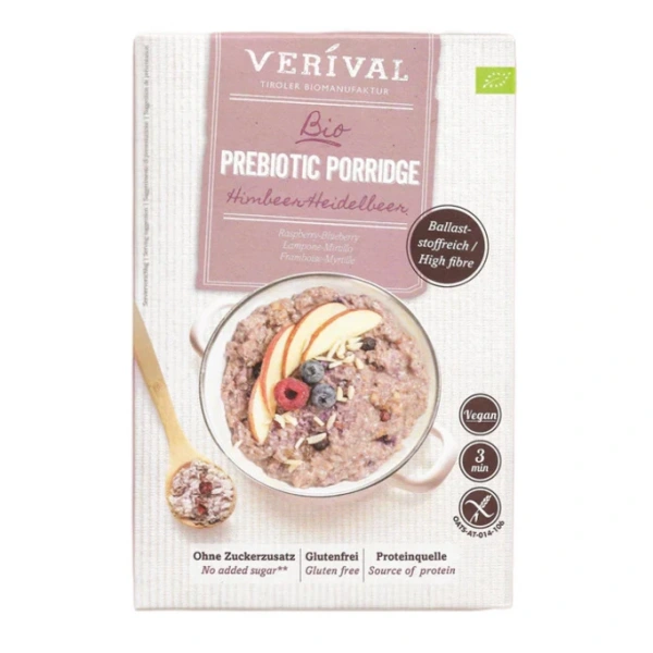 Verival owsianka błonnikowa z malinami i borówkami bez dodatku cukrów bezglutenowa bio 350 g