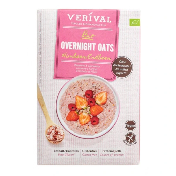 Verival owsianka proteinowa z malinami i truskawkami bez dodatku cukrów bezglutenowa bio 350 g