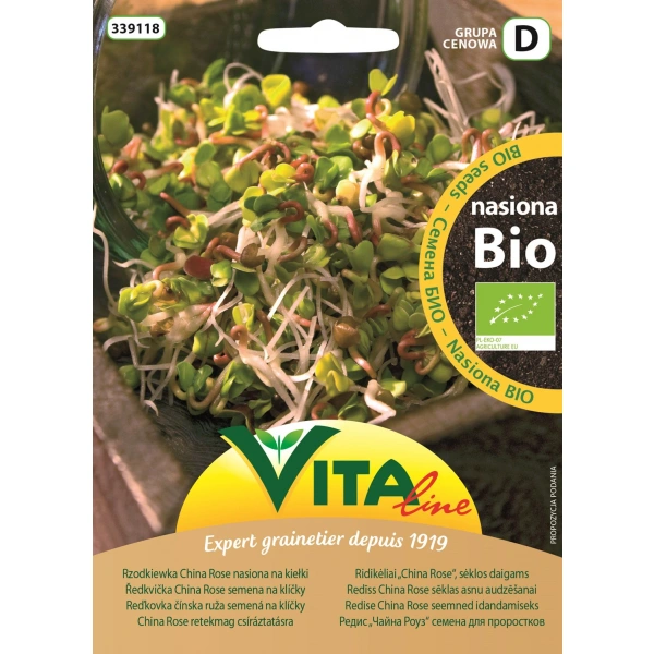 Vita line nasiona rzodkiewki china rose bio na kiełki 20 g