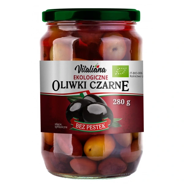 Vitaliana oliwki czarne bez pestek w zalewie bio 280 g (150 g)