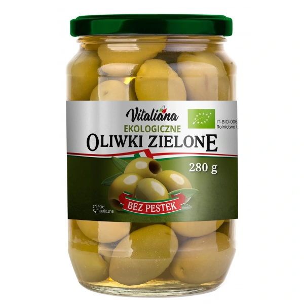 Vitaliana oliwki zielone bez pestek w zalewie bio 280 g (150 g)