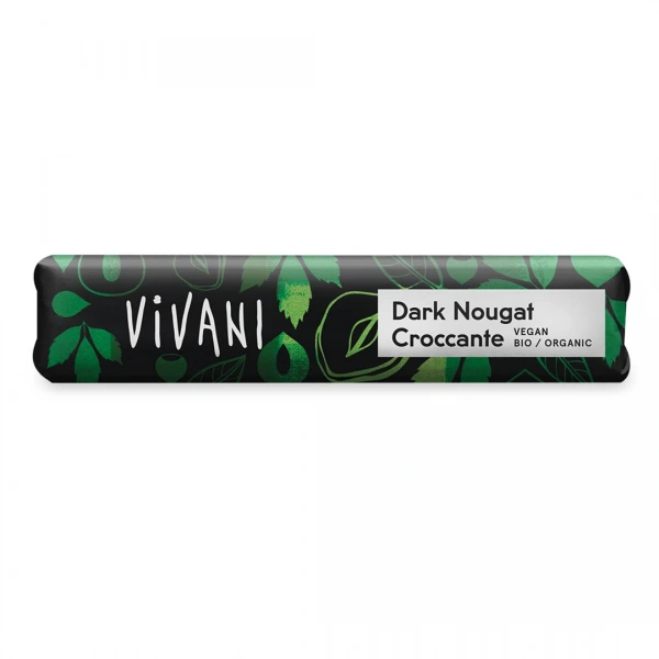 Vivani baton z gorzkiej czekolady nugatowej z krokantem z orzechów laskowych bio 35 g