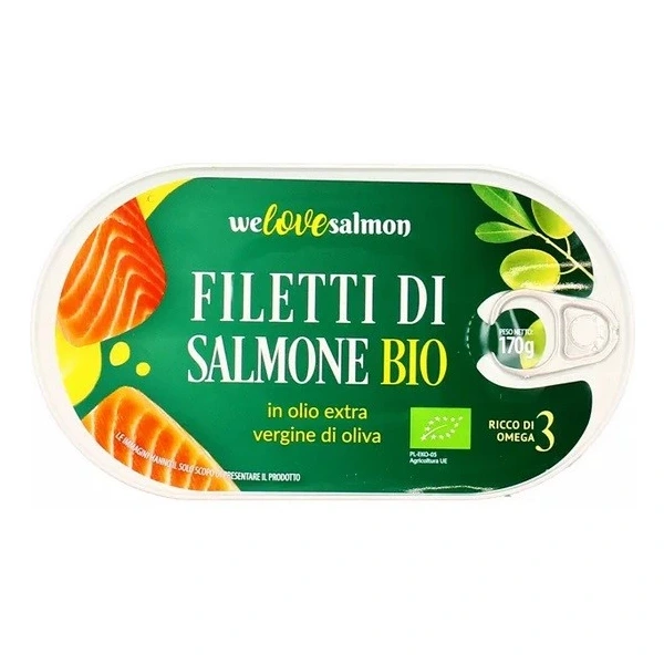WE LOVE SALMON Filet z łososia w oliwie extra virgine BIO 170g/100g