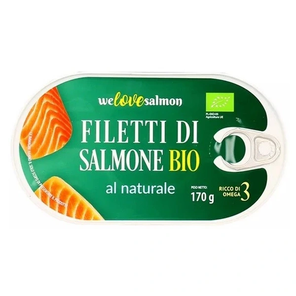 WE LOVE SALMON Filet z łososia w zalewie naturalnej BIO 170g/100g