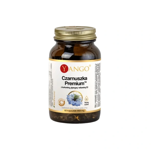 YANGO Czarnuszka Premium z kurkuminą, piperyną i witaminą D3 (60 kaps.)