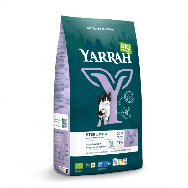 Yarrah (dla kota wysterylizowanego) karma z kurczakiem i śledziem bio 700 g