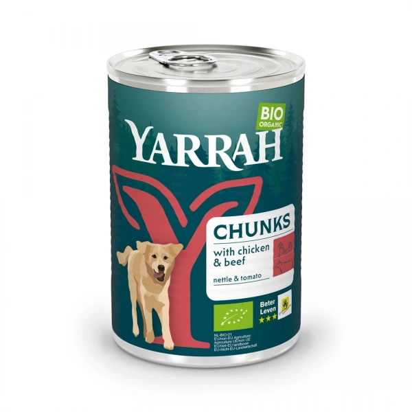 Yarrah (dla psa dorosłego) karma z wołowiną, pokrzywą i pomidorem bio 405 g