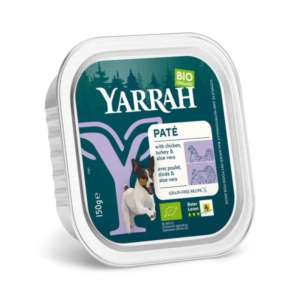 Yarrah (dla psa) pasztet z kurczaka, wołowiny i indyka z aloesem bio 150 g
