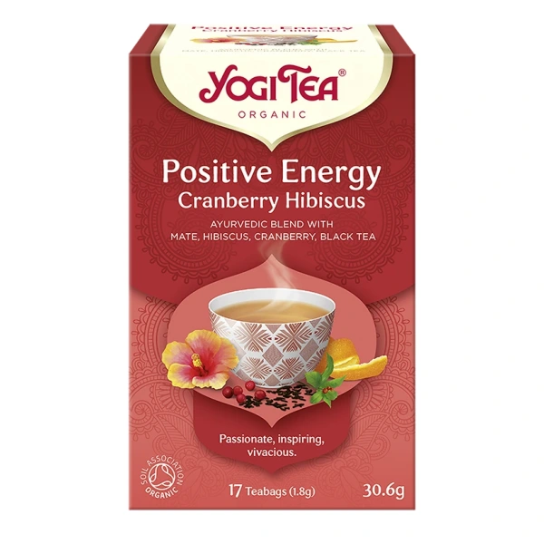 Yogi tea herbatka pozytywna energia żurawina  hibiskus (positive energy cranberry hibiscus) bio (17 x 1,8 g) 30,6 g