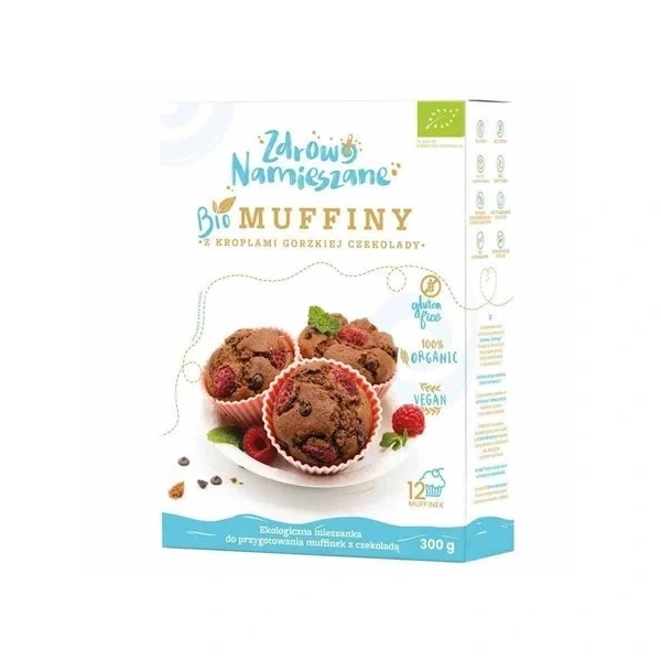 Zdrowo Namieszane Mieszanka Na Muffiny Z Gorzką Czekoladą Bezgl. BIO 300 g