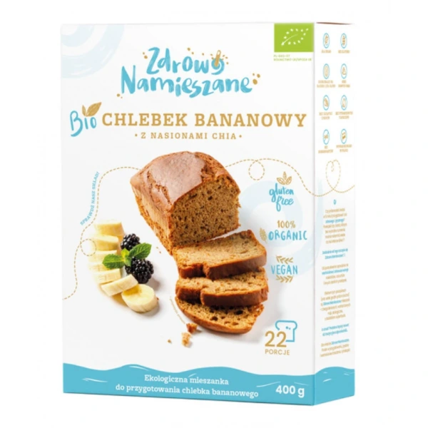 Zdrowo namieszane mieszanka na chlebek bananowy z nasionami chia bezglutenowa bio 400 g