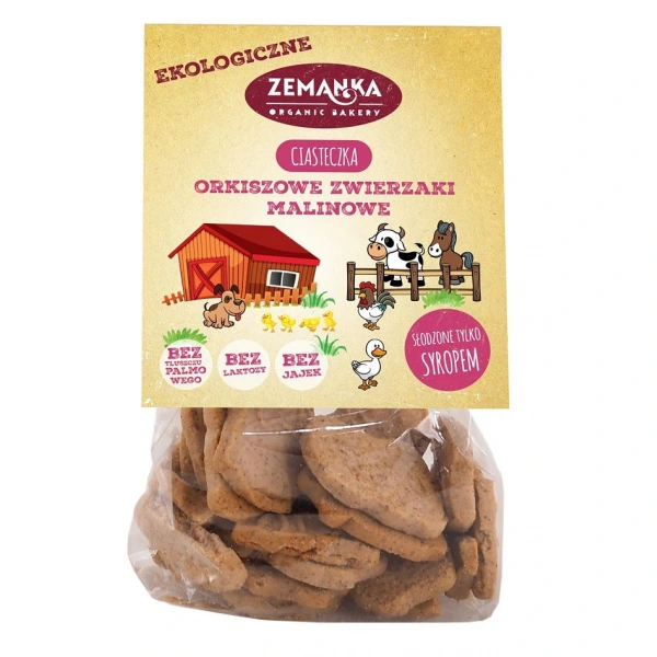 Zemanka ciastka orkiszowe z malinami zwierzaki bio 100 g