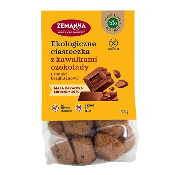 Zemanka ciastka z kawałkami czekolady bezglutenowe bio 100 g