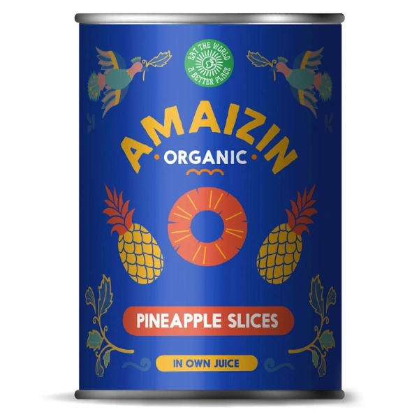 Ananas plastry w soku własnym bio 400 g (225 g) - amaizin