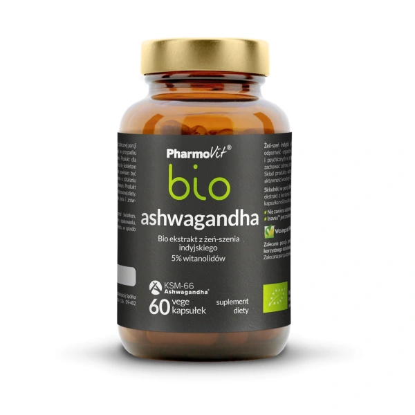 Ashwagandha ekstrakt (250 mg) bezglutenowy bio 60 kapsułek - pharmovit