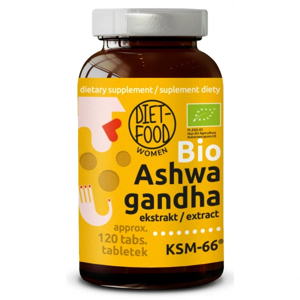 Ashwagandha ekstrakt bio (300 mg) 120 tabletek - diet-food