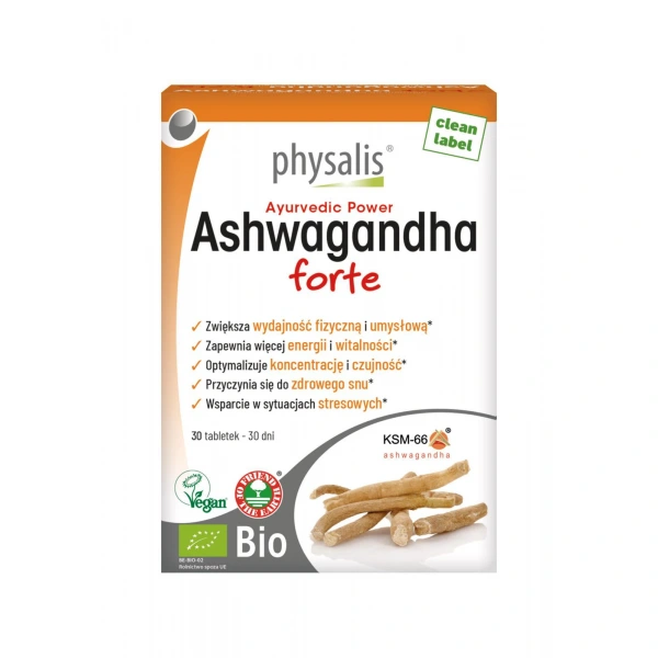 Ashwagandha forte bio 30 tabletek - physalis