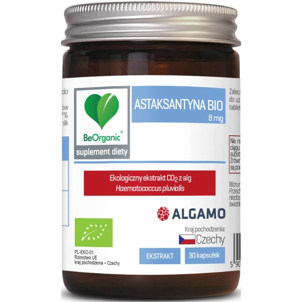 Astaksantyna ekstrakt bio (8 mg) 30 kapsułek - be organic