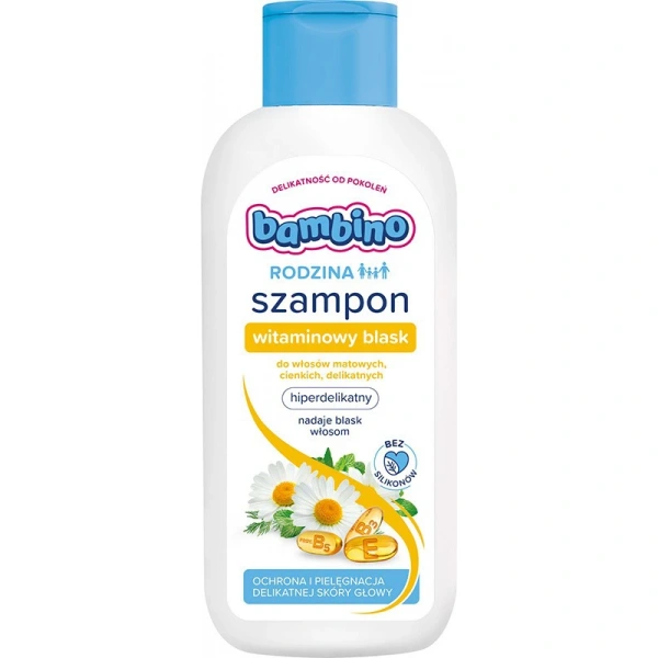 BAMBINO Rodzina Szampon witaminowy blask do włosów matowych, cienkich i delikatnych 400 ml