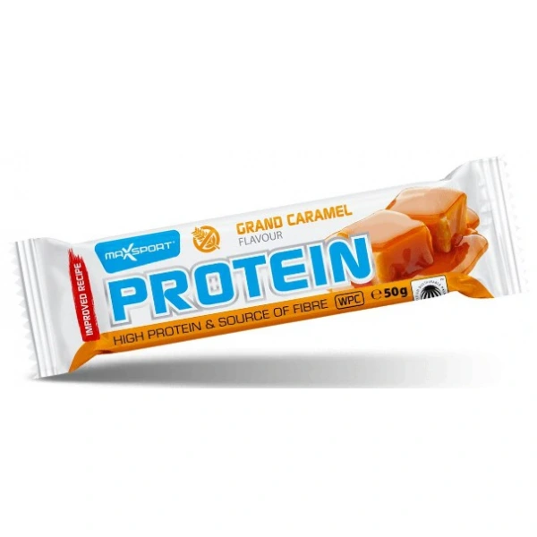 Baton proteinowy o smaku karmelowym w kakaowej polewie bezglutenowy 50 g - maxsport