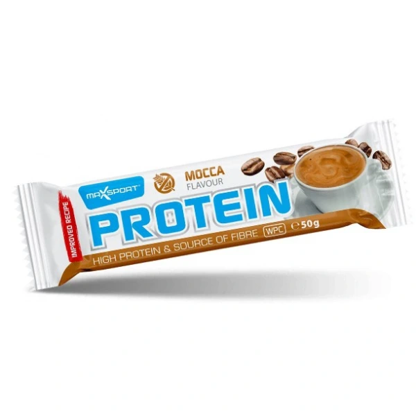 Baton proteinowy o smaku kawowym w mlecznej czekoladzie bezglutenowy 50 g - maxsport