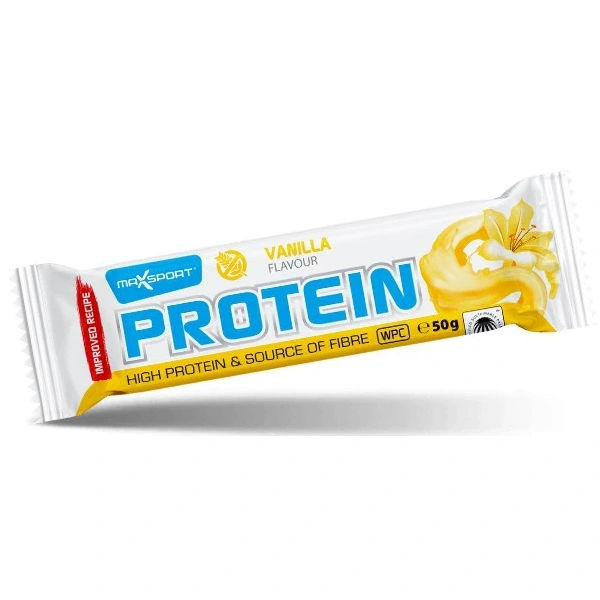 Baton proteinowy o smaku waniliowym w białej polewie bezglutenowy 50 g - maxsport