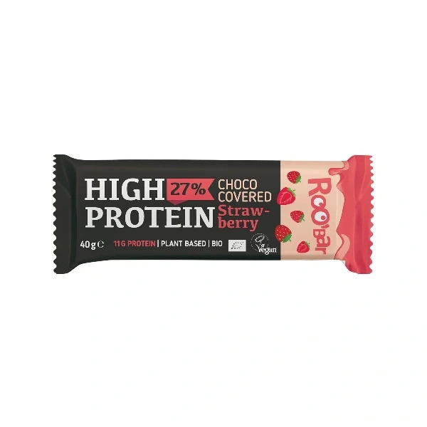 Baton proteinowy truskawkowy w polewie różowej bio 40 g - roobar