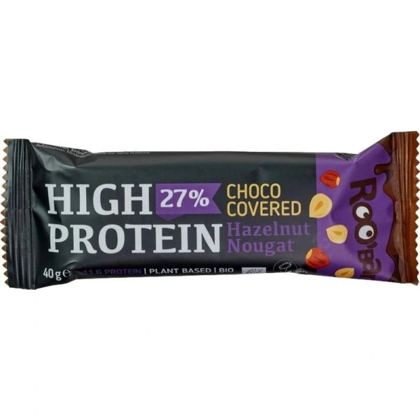 Baton proteinowy z orzechami laskowymi w polewie czekoladowej bezglutenowy bio 40 g - roobar