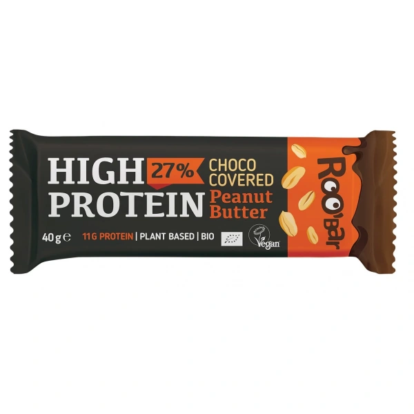 Baton proteinowy z orzeszkami ziemnymi w polewie czekoladowej bezglutenowy bio 40 g - roobar