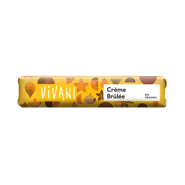 Baton z mlecznej czekolady z nadzieniem krem brulee bio 40 g - vivani