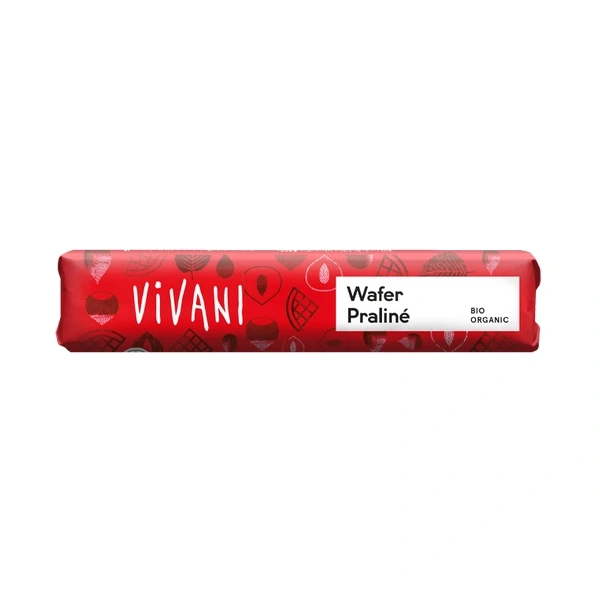 Baton z mlecznej czekolady z nadzieniem pralinowym z kawałkami wafelków bio 40 g - vivani