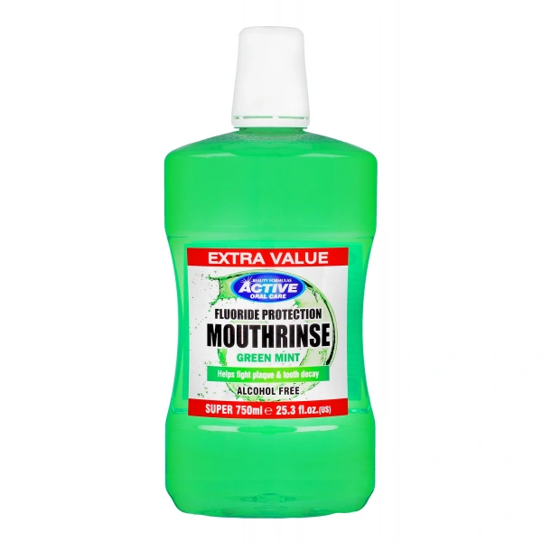 Beauty Formulas Active Oral Care Płyn do płukania jamy ustnej z fluorem Green Mint - bez alkoholu 750ml