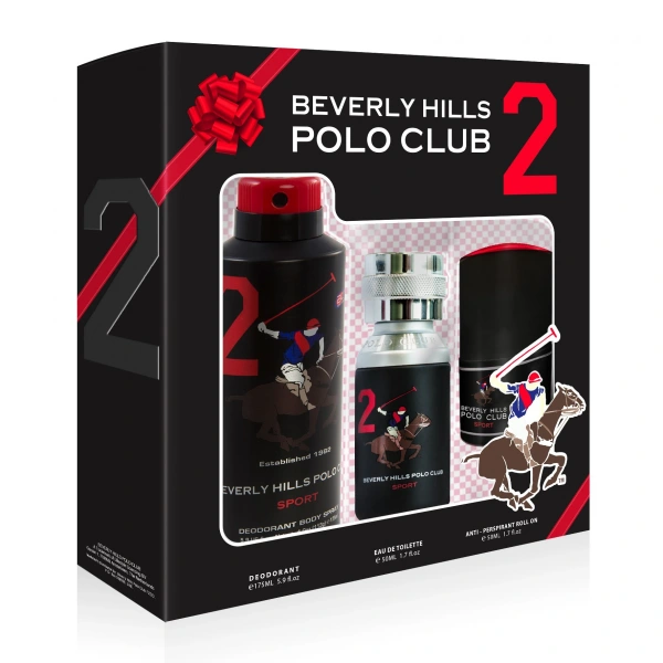 BEVERLY HILLS Polo Club Sport Nr.2 Zestaw upominkowy Woda toaletowa 50 ml + Dezodorant w sprayu 175 ml +  Antyperspirant w kulce 50 ml50 ml